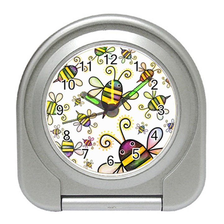 Bee Doodle Cartoon Travel Alarm Clock