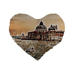 Boat In Venice San Mark`s Basilica - Italian Tour Vintage Standard 16  Premium Heart Shape Cushions by ConteMonfrey