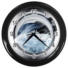 Gray Washing Machine Illustration Wall Clock (black) by Jancukart