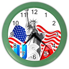 New York City Holiday United States Usa Color Wall Clock by Jancukart