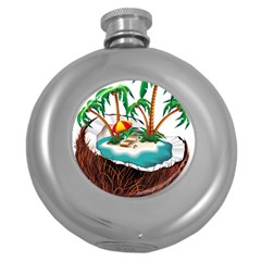 Coconut And Holiday Beach Food Round Hip Flask (5 Oz) by Jancukart