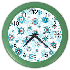 Beautifule Snowflake Decorative Pattern Seamless Color Wall Clock by Jancukart