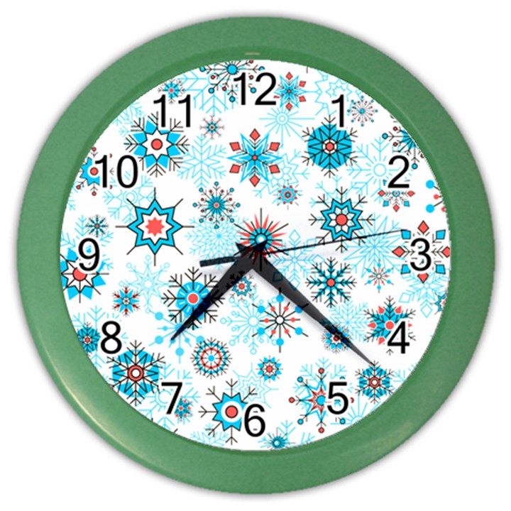 Beautifule Snowflake Decorative Pattern Seamless Color Wall Clock