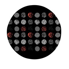 Black And Multicolored Polka Dot Wallpaper Artwork Digital Art Mini Round Pill Box by danenraven