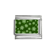 Snowflakes And Star Patterns Green Snow Italian Charm (9mm) by artworkshop