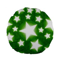 Snowflakes And Star Patterns Green Stars Standard 15  Premium Flano Round Cushions by artworkshop