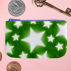 Snowflakes And Star Patterns Green Stars Large Coin Purse by artworkshop