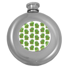 Kermit The Frog Pattern Round Hip Flask (5 Oz) by Valentinaart