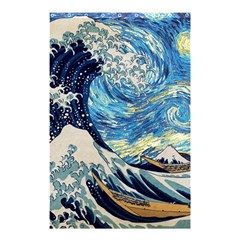 The Great Wave Of Kanagawa Painting Starry Night Vincent Van Gogh Shower Curtain 48  X 72  (small)  by danenraven