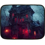 Haunted House Halloween Cemetery Moonlight Double Sided Fleece Blanket (Mini) 35 x27  Blanket Back