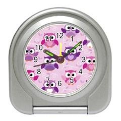 Seamless Cute Colourfull Owl Kids Pattern Travel Alarm Clock by Pakemis