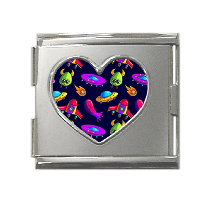 Space Pattern Mega Link Heart Italian Charm (18mm)