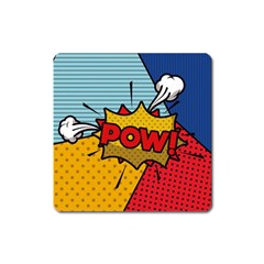 Pow Word Pop Art Style Expression Vector Square Magnet by Pakemis