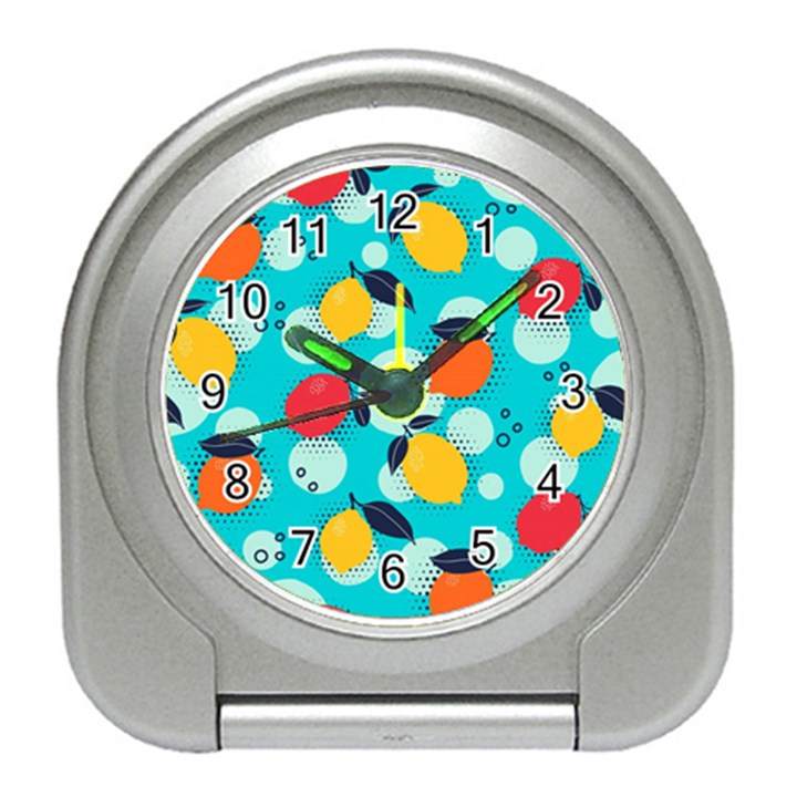 Pop Art Style Citrus Seamless Pattern Travel Alarm Clock