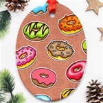 Doughnut Doodle Colorful Seamless Pattern Oval Ornament (Two Sides) Back