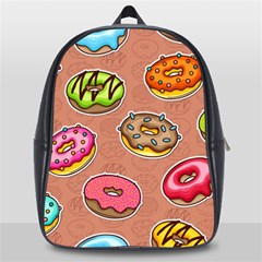 Doughnut Doodle Colorful Seamless Pattern School Bag (large) by Pakemis