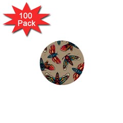 Tattoos Colorful Seamless Pattern 1  Mini Buttons (100 Pack)  by Pakemis