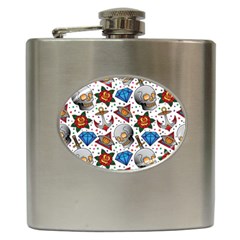 Full Color Flash Tattoo Patterns Hip Flask (6 Oz) by Pakemis