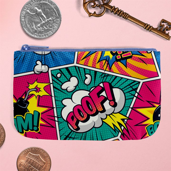 Comic Colorful Seamless Pattern Large Coin Purse