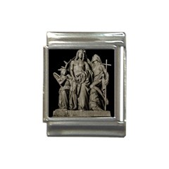 Catholic Motif Sculpture Over Black Italian Charm (13mm) by dflcprintsclothing