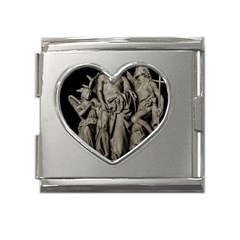 Catholic Motif Sculpture Over Black Mega Link Heart Italian Charm (18mm) by dflcprintsclothing