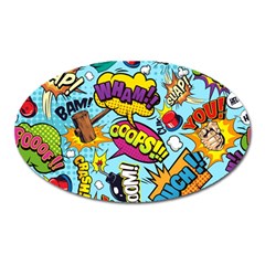 Comic Elements Colorful Seamless Pattern Oval Magnet by Pakemis