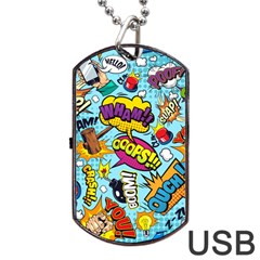 Comic Elements Colorful Seamless Pattern Dog Tag Usb Flash (two Sides) by Pakemis