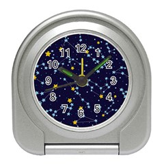 Seamless Pattern With Cartoon Zodiac Constellations Starry Sky Travel Alarm Clock by Pakemis