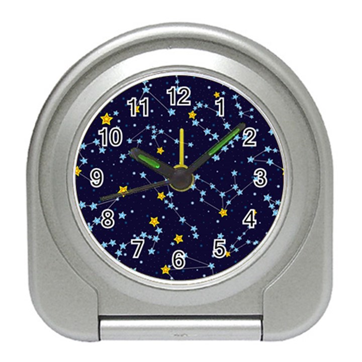 Seamless Pattern With Cartoon Zodiac Constellations Starry Sky Travel Alarm Clock