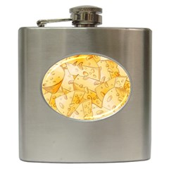 Cheese-slices-seamless-pattern-cartoon-style Hip Flask (6 Oz) by Pakemis