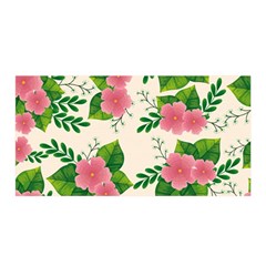 Cute-pink-flowers-with-leaves-pattern Satin Wrap 35  X 70  by Pakemis