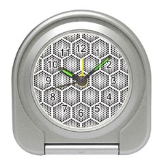 Halftone-tech-hexagons-seamless-pattern Travel Alarm Clock by Pakemis