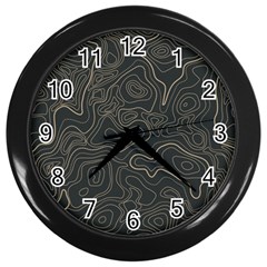 Damask-seamless-pattern Wall Clock (black) by Pakemis