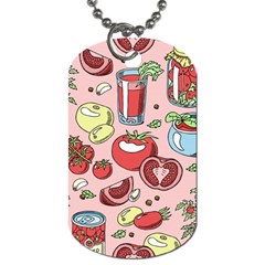 Tomato-seamless-pattern-juicy-tomatoes-food-sauce-ketchup-soup-paste-with-fresh-red-vegetables-backd Dog Tag (two Sides) by Pakemis