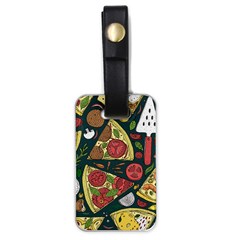 Vector-seamless-pizza-slice-pattern-hand-drawn-pizza-illustration-great-pizzeria-menu-background Luggage Tag (one Side) by Pakemis