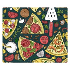 Vector-seamless-pizza-slice-pattern-hand-drawn-pizza-illustration-great-pizzeria-menu-background Double Sided Flano Blanket (small) by Pakemis