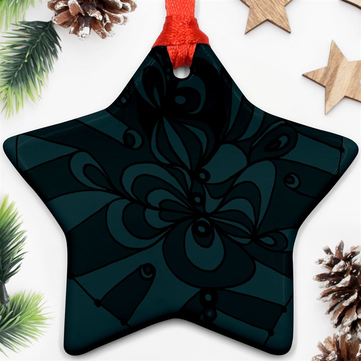 Green Zendoodle Star Ornament (Two Sides)