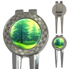 Anime Forrest Nature Fantasy Sunset Trees Woods 3-in-1 Golf Divots by Uceng