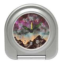 Mountain Space Galaxy Stars Universe Astronomy Travel Alarm Clock by Uceng