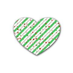 Christmas Paper Stars Pattern Texture Background Colorful Colors Seamless Rubber Coaster (heart) by Uceng