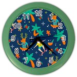 Colorful Funny Christmas Pattern Color Wall Clock Front