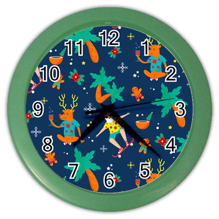 Colorful Funny Christmas Pattern Color Wall Clock