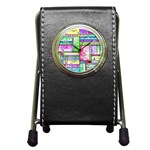 Colorful pattern Pen Holder Desk Clock Front