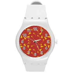 Background Pattern Texture Design Round Plastic Sport Watch (m) by Ravend