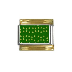 Green Christmas Trees Green Gold Trim Italian Charm (9mm) by TetiBright