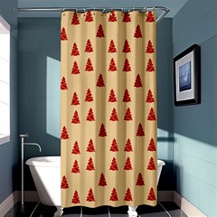 Red Christmas Tree Brown Shower Curtain 36  X 72  (stall)  by TetiBright