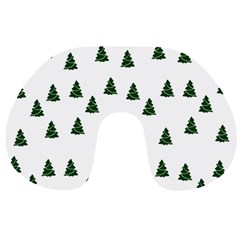 Green Christmas Trees White Travel Neck Pillow by TetiBright