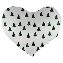 Green Christmas Trees White Large 19  Premium Flano Heart Shape Cushions by TetiBright