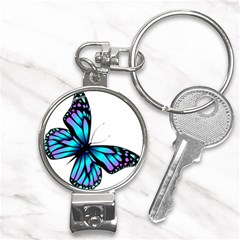 Blue And Pink Butterfly Illustration, Monarch Butterfly Cartoon Blue, Cartoon Blue Butterfly Free Pn Nail Clippers Key Chain by asedoi