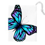 Blue And Pink Butterfly Illustration, Monarch Butterfly Cartoon Blue, Cartoon Blue Butterfly Free Pn Drawstring Pouch (5XL) Front